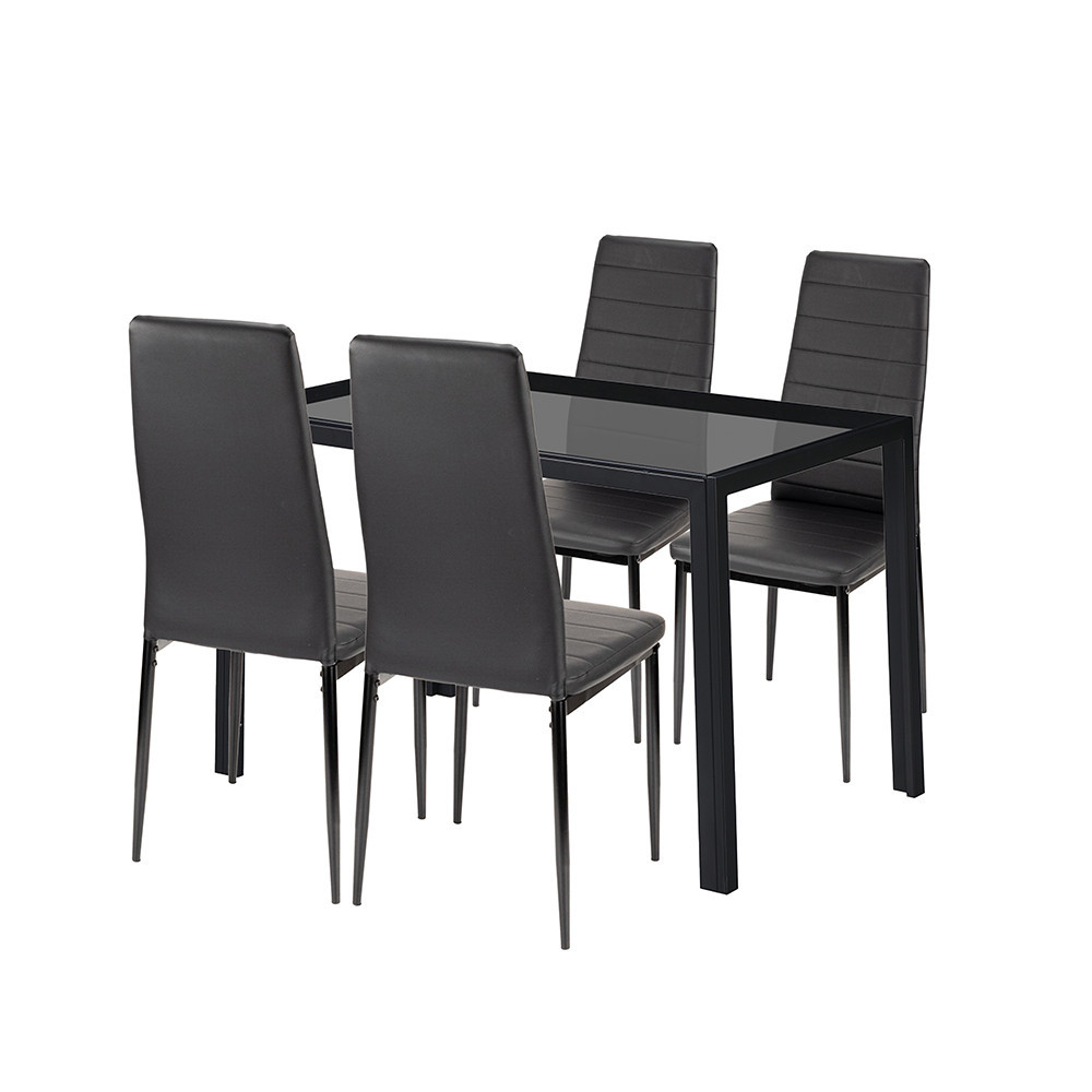 Leziter Set de masă Nicole 4 1 negru Mobalis Homvera