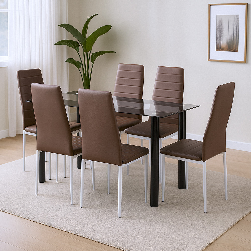 Leziter Set de masă Norman 6 1 maro Mobalis Homvera
