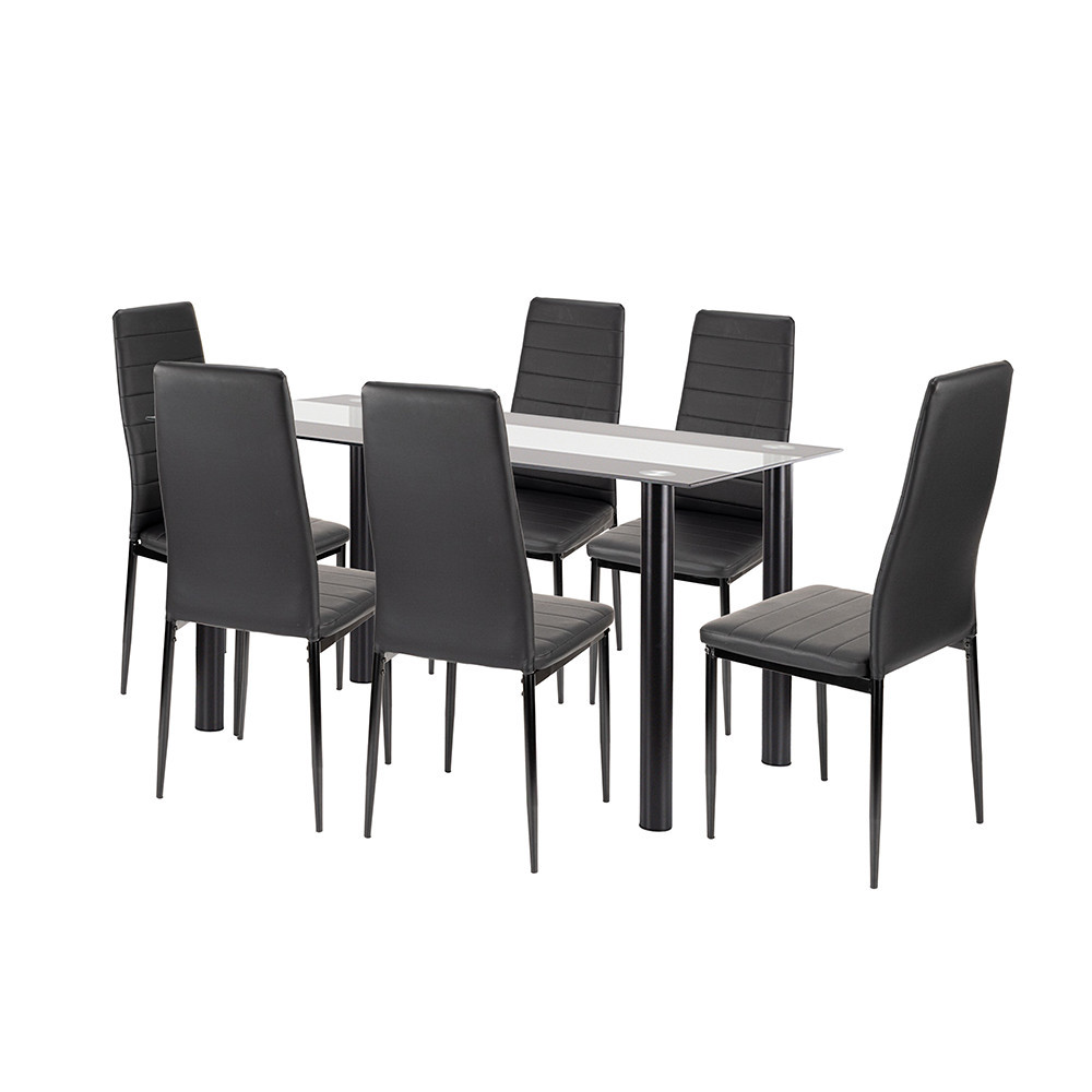 Leziter Set de masă Norman 6 1 negru Mobalis Homvera