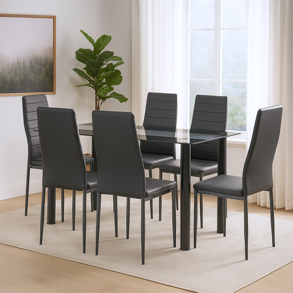 Leziter Set de masă Norman 6 1 negru Mobalis Homvera