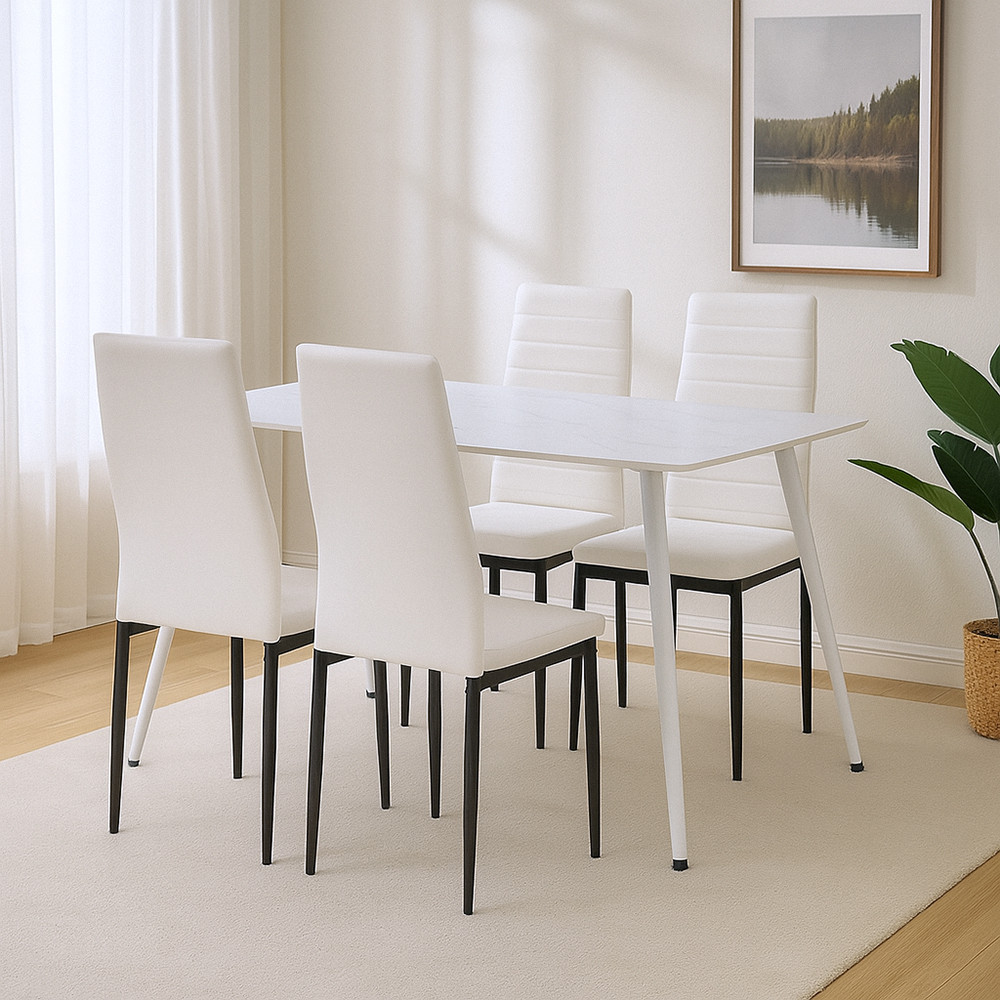 Leziter Set de masă Renton 4 1 alb-negru Mobalis Homvera