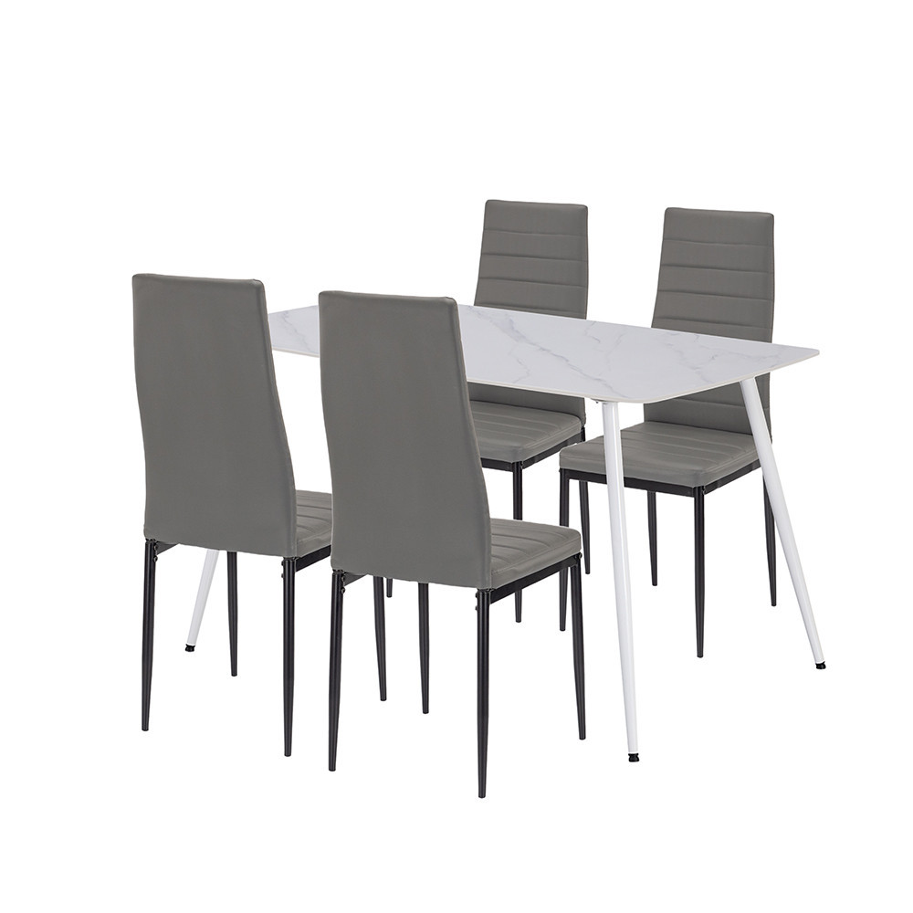 Leziter Set de masă Renton 4 1 gri-negru Mobalis Homvera