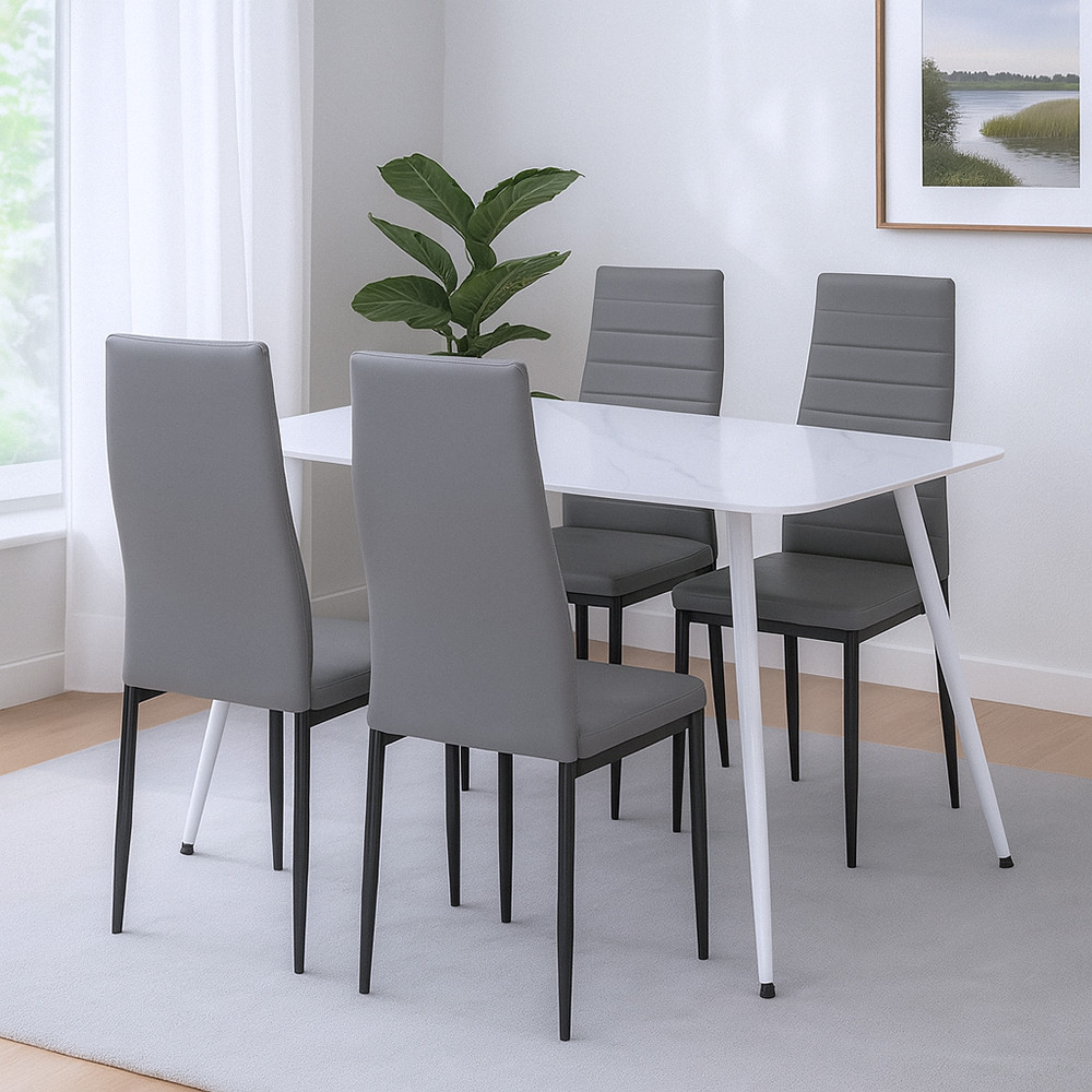 Leziter Set de masă Renton 4 1 gri-negru Mobalis Homvera