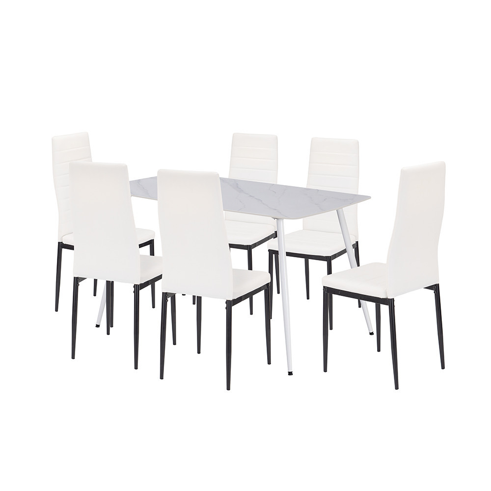 Leziter Set de masă Renton 6 1 alb-negru Mobalis Homvera