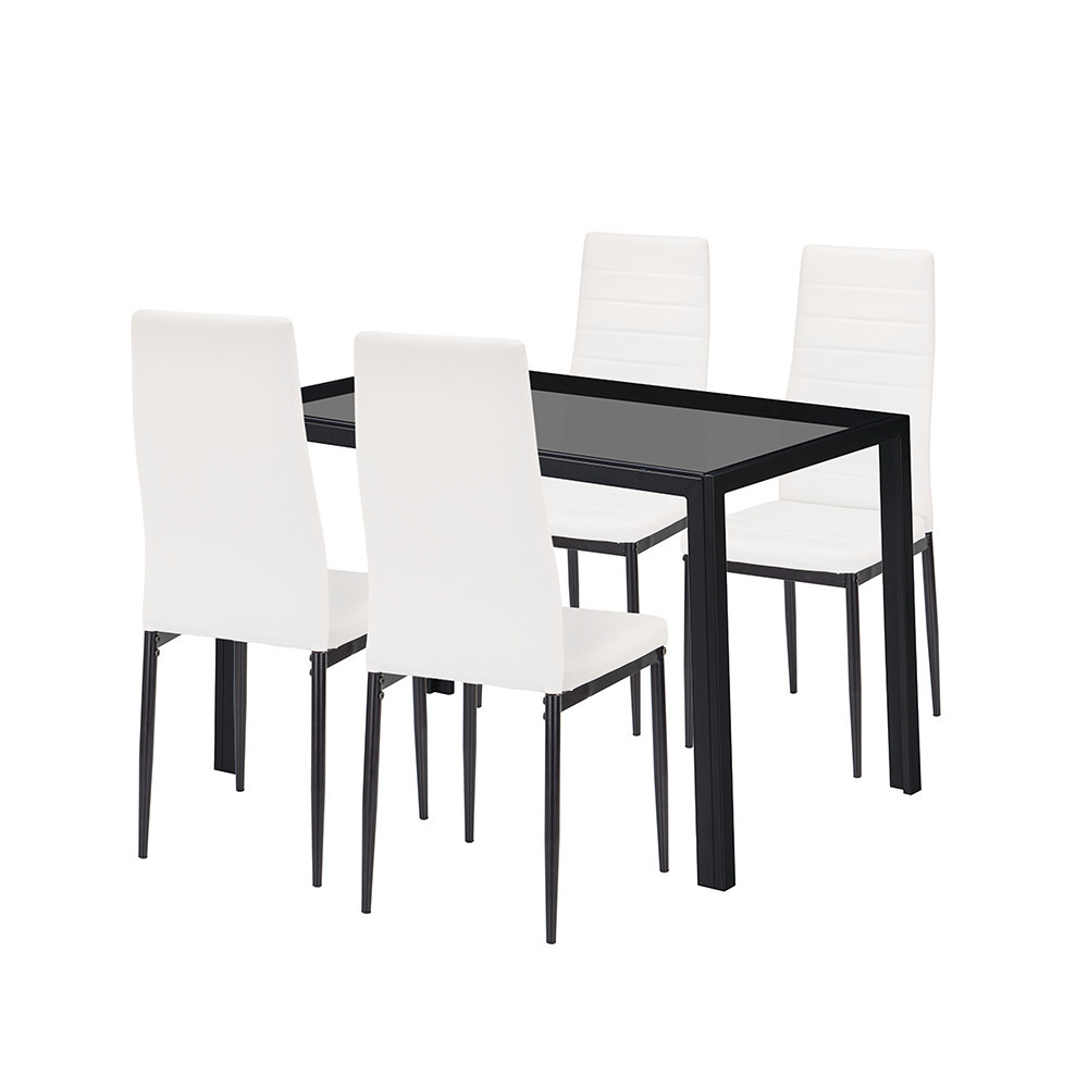 Leziter Set de masă Rowan 4 1 alb-negru Mobalis Homvera