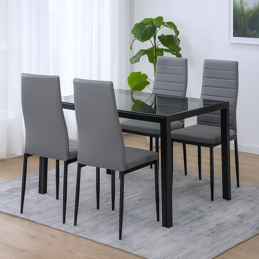 Leziter Set de masă Rowan 4 1 gri-negru Mobalis Homvera