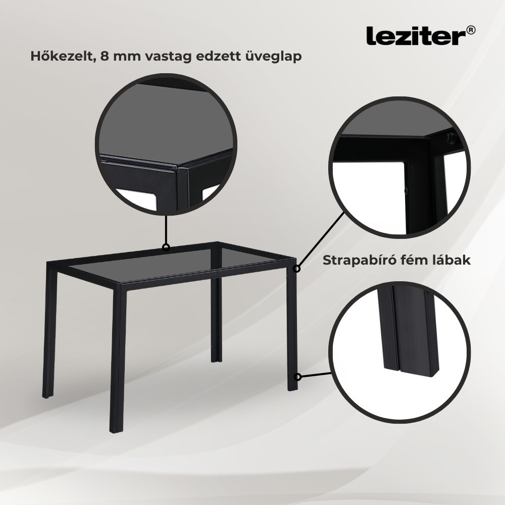 Leziter Set de masă Rowan 4 1 gri-negru Mobalis Homvera