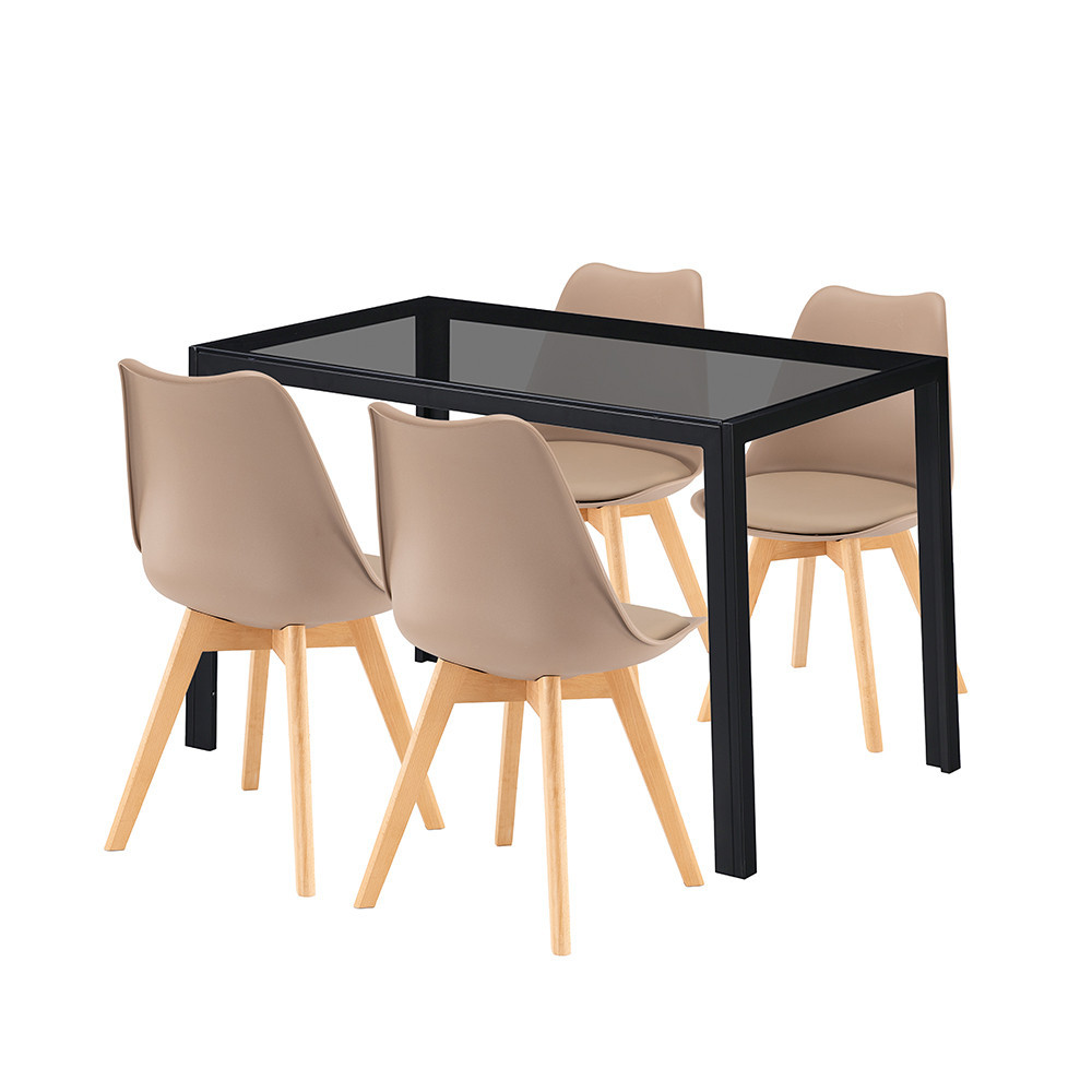 Leziter Set de masă Treva 4 1 negru-bej Mobalis Homvera