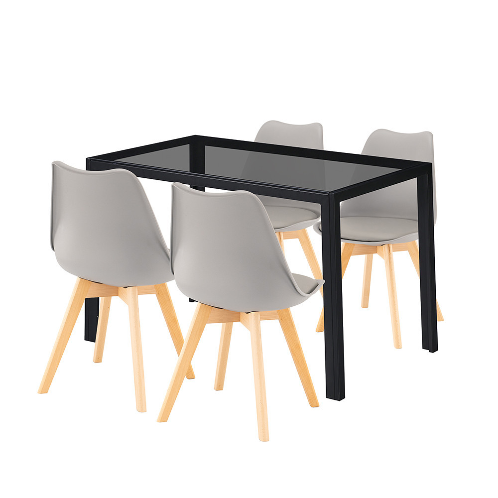 Leziter Set de masă Treva 4 1 negru-gri Mobalis Homvera