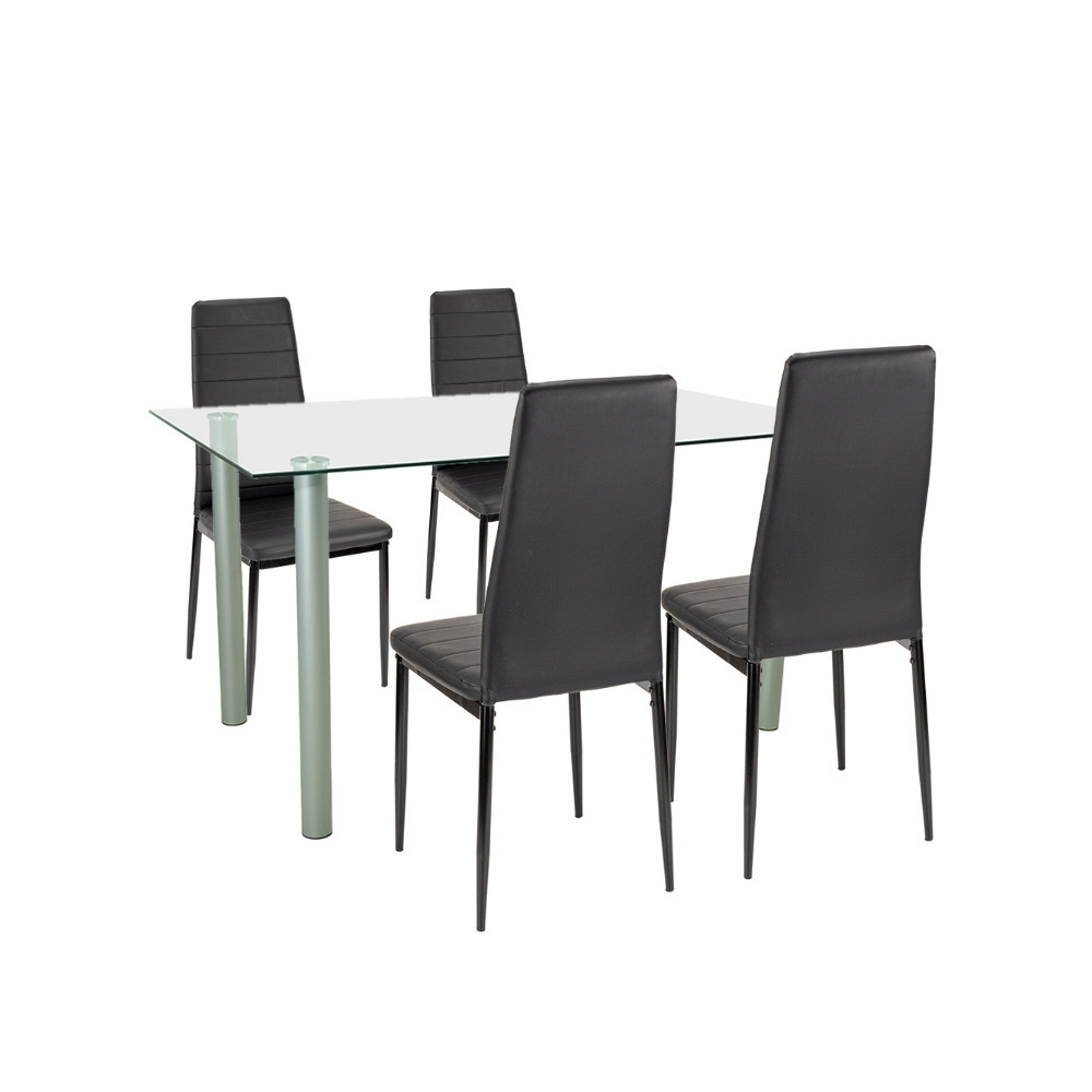 Leziter Set de masă Verna 4 1 negru-negru Mobalis Homvera