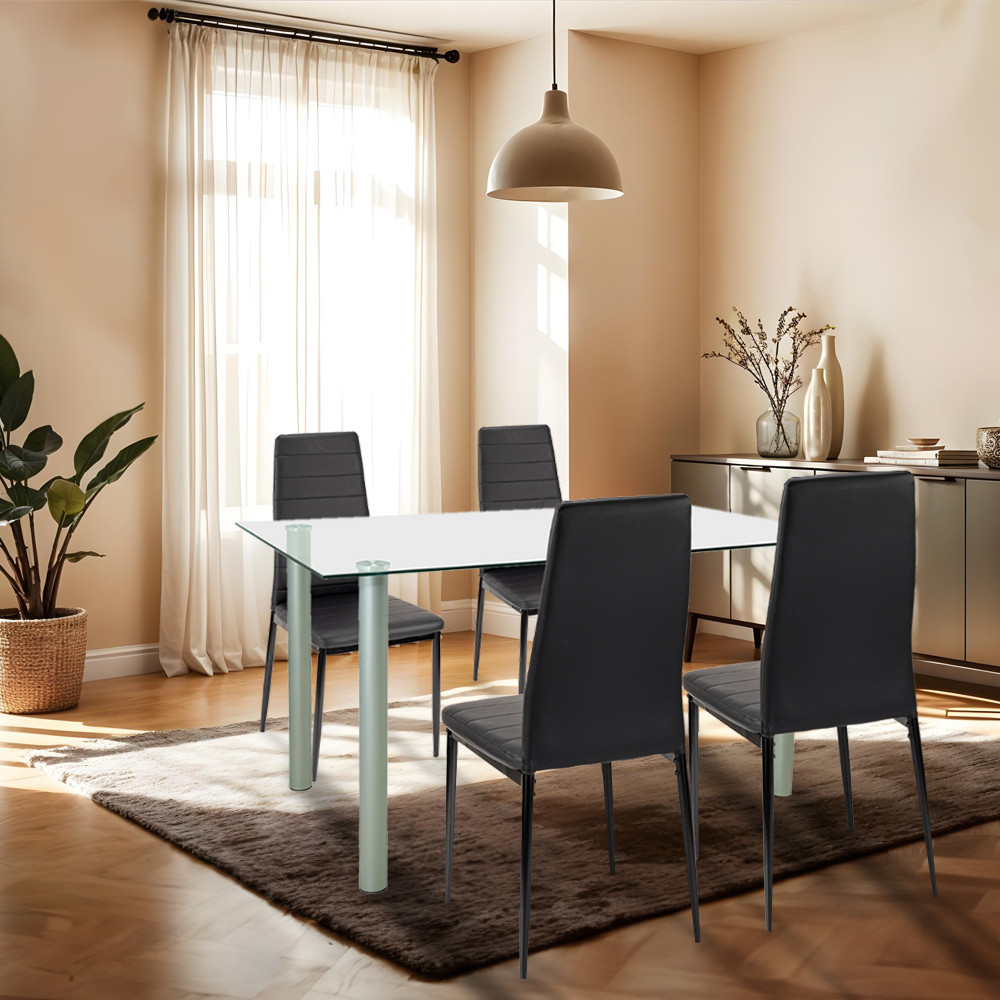 Leziter Set de masă Verna 4 1 negru-negru Mobalis Homvera