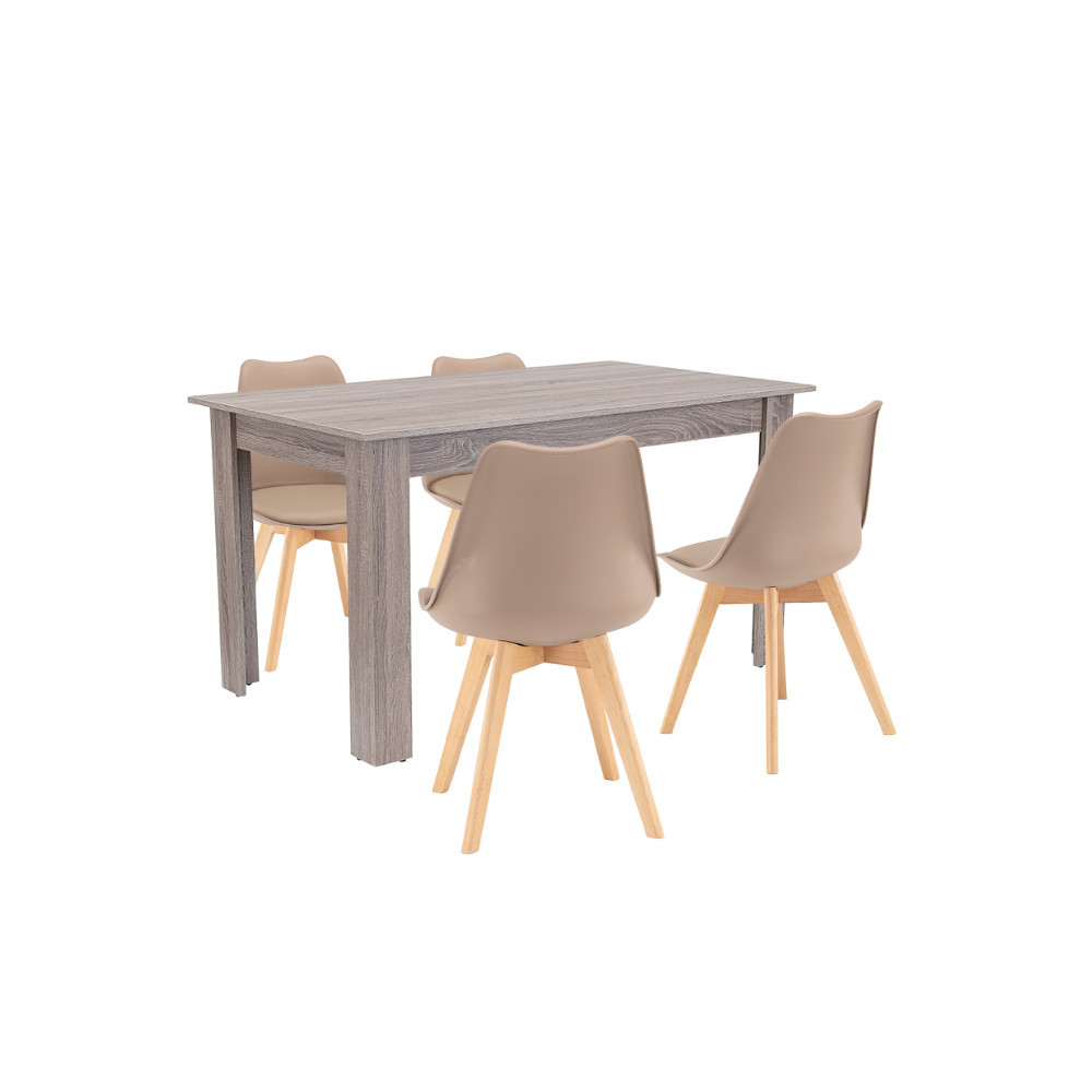 Leziter Set de masă Zara 4 1 bej-stejar York Mobalis Homvera