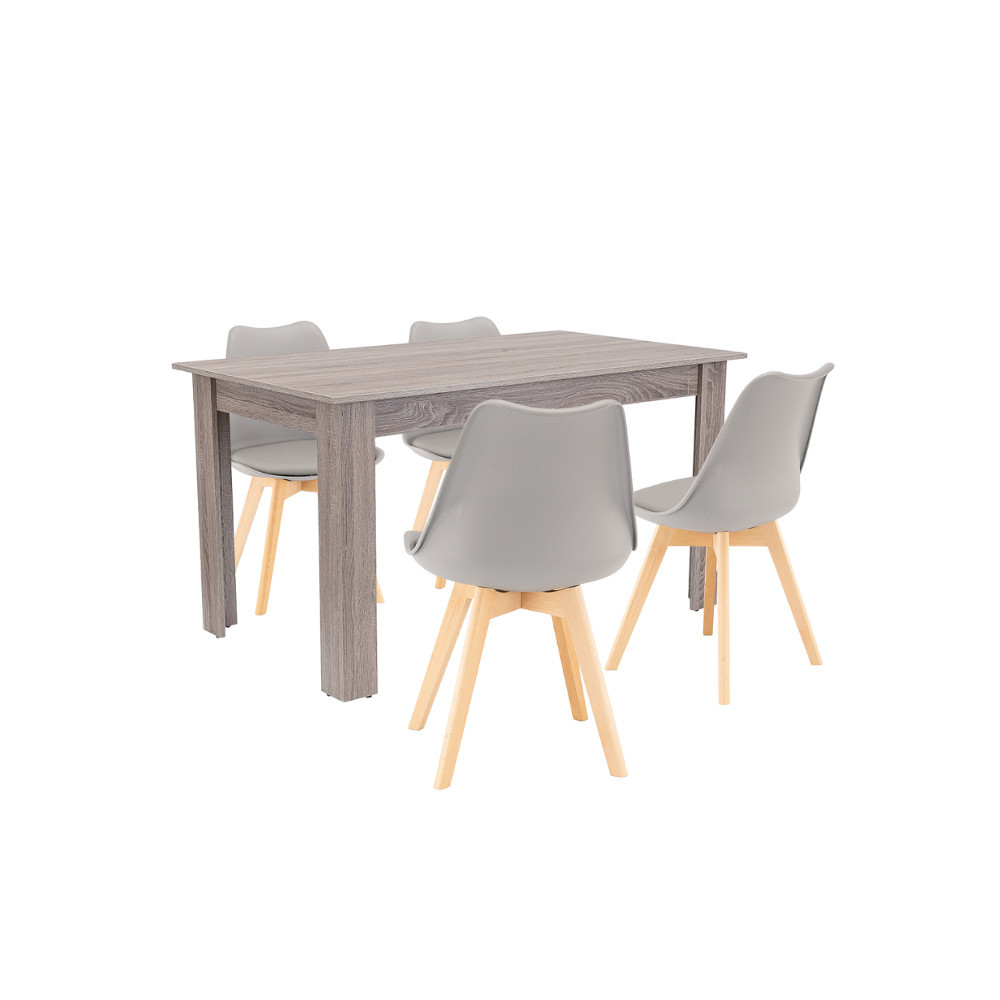 Leziter Set de masă Zara 4 1 gri-stejar York Mobalis Homvera