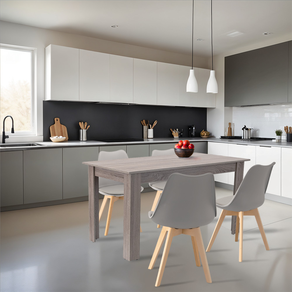 Leziter Set de masă Zara 4 1 gri-stejar York Mobalis Homvera