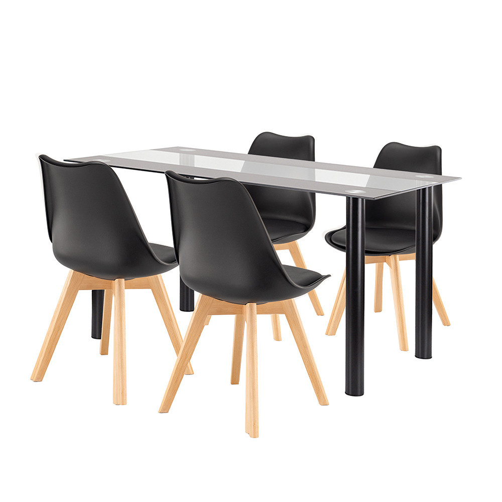 Leziter Set de masă Zelma 4 1 negru-negru Mobalis Homvera