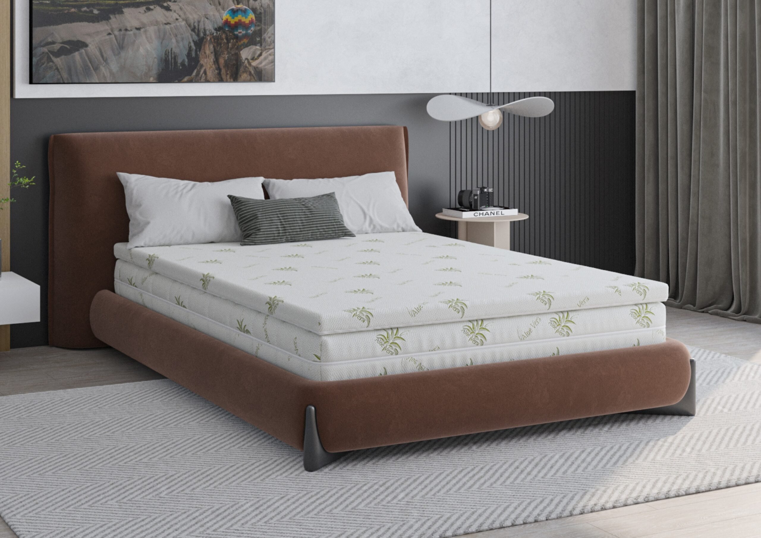 Topper Aloe Vera 160x200x4 cm, husa detasabila si lavabila, fermitate medie Relax KipRoom