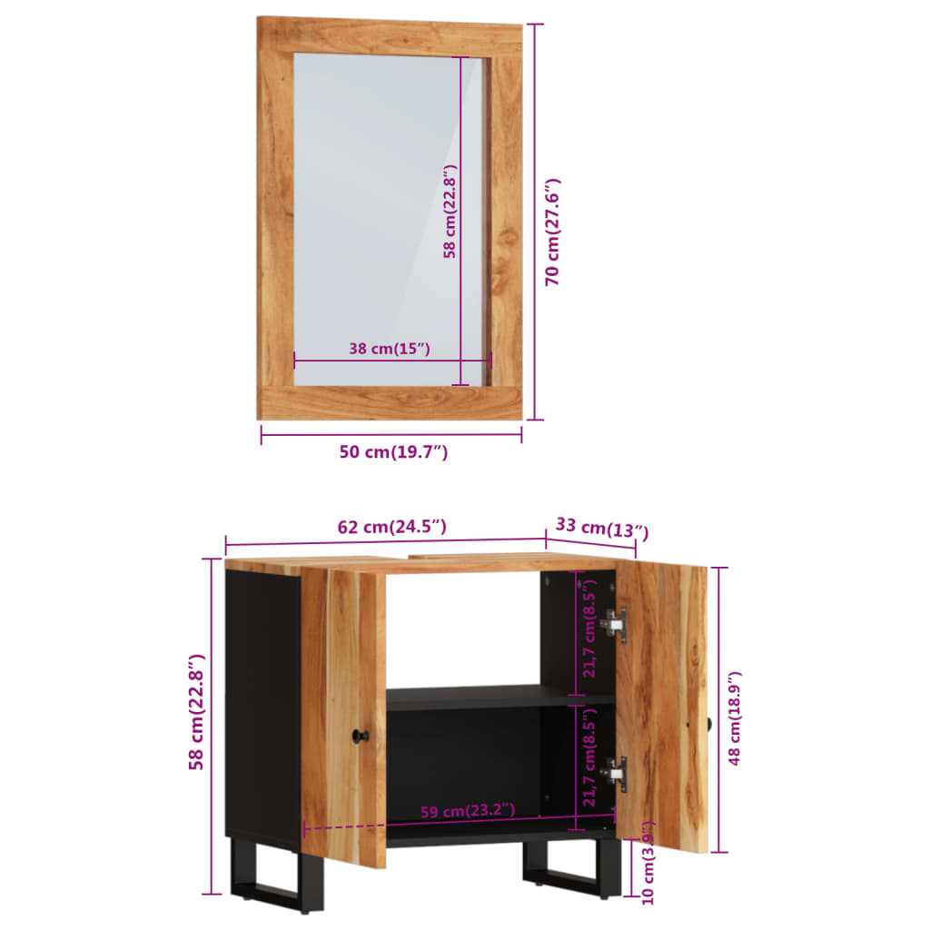 Set mobilier de baie, 2 piese, lemn masiv de acacia GartenMobel Dekor
