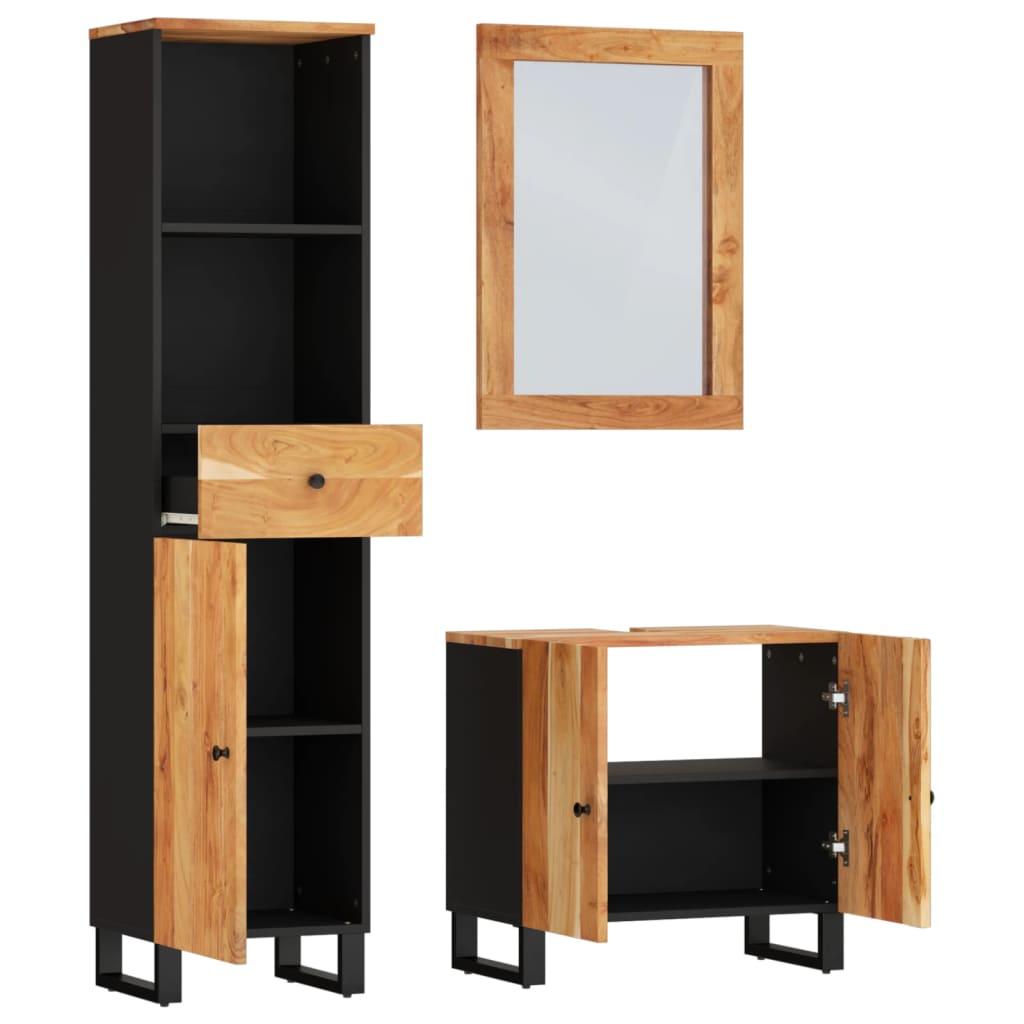 Set mobilier de baie, 3 piese, lemn masiv de acacia GartenMobel Dekor