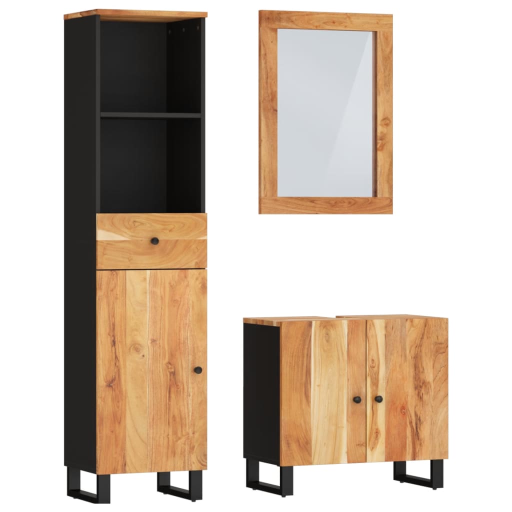 Set mobilier de baie, 3 piese, lemn masiv de acacia GartenMobel Dekor
