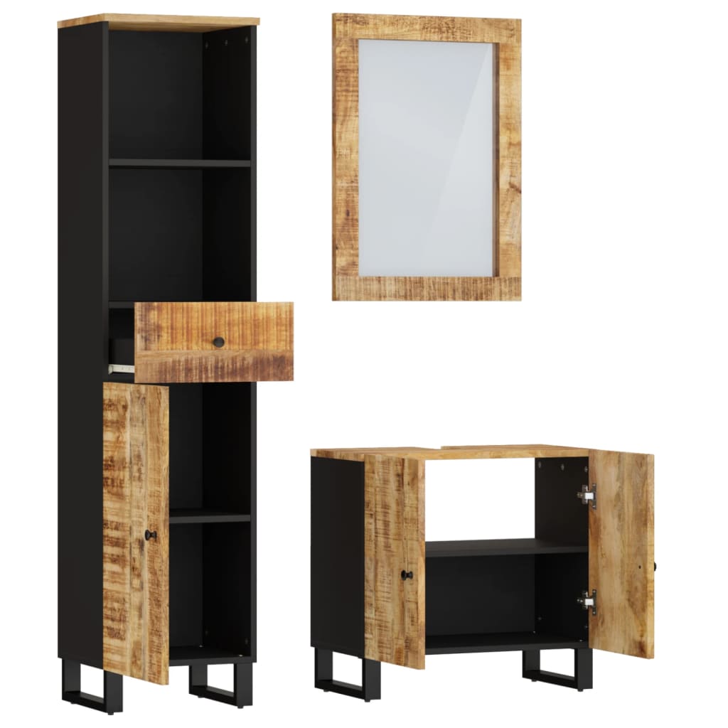 Set mobilier de baie, 3 piese, lemn masiv de mango GartenMobel Dekor