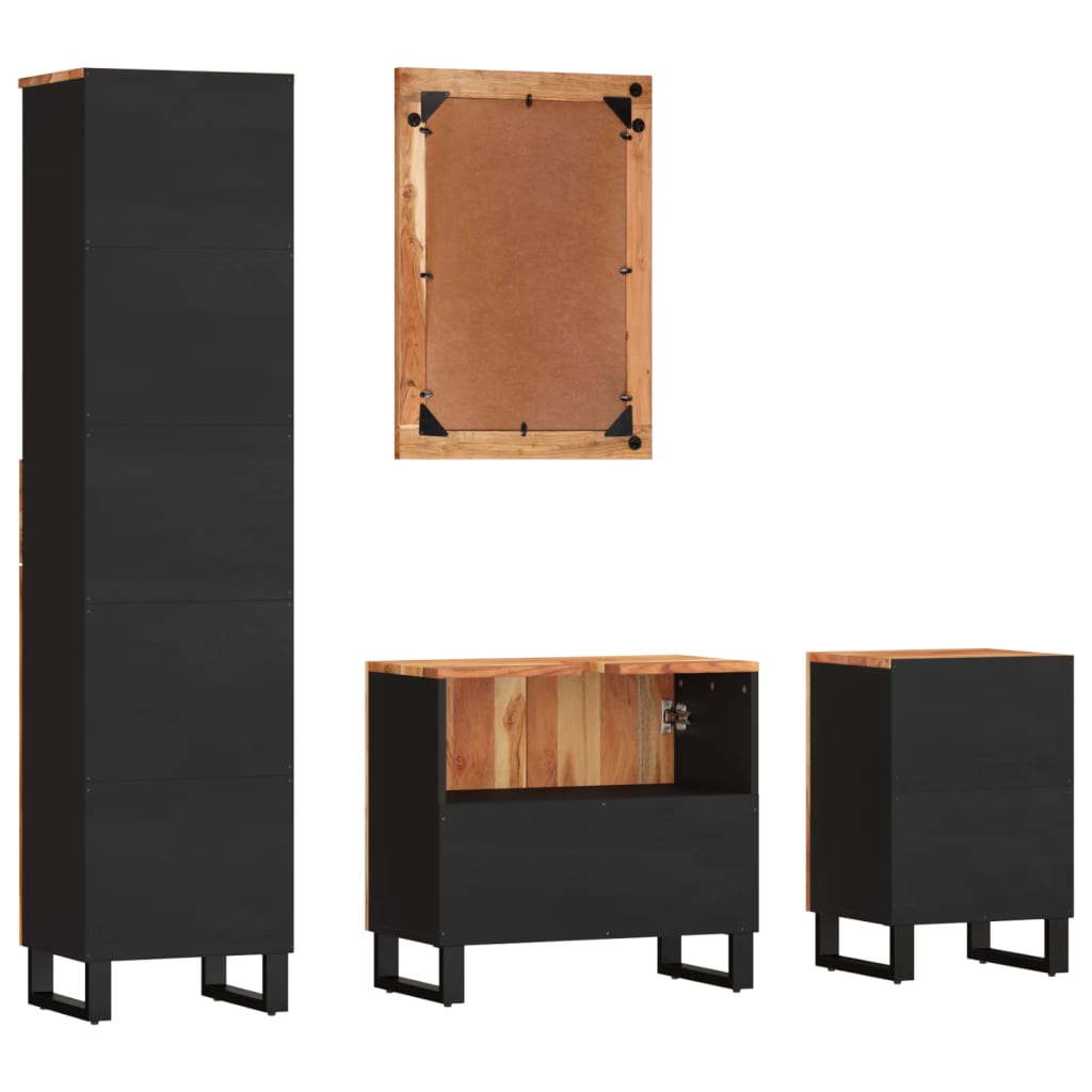 Set mobilier de baie, 4 piese, lemn masiv de acacia GartenMobel Dekor