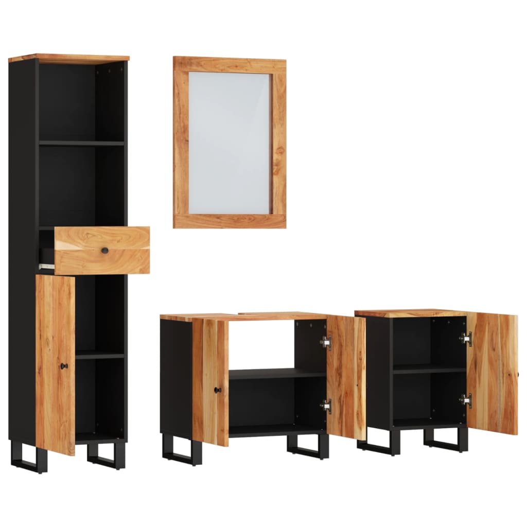 Set mobilier de baie, 4 piese, lemn masiv de acacia GartenMobel Dekor