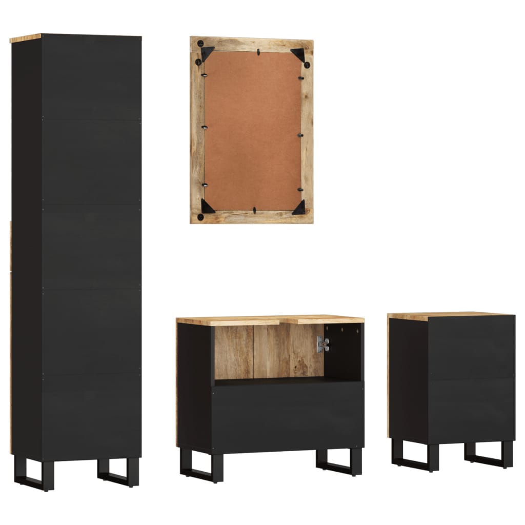 Set mobilier de baie, 4 piese, lemn masiv de mango GartenMobel Dekor