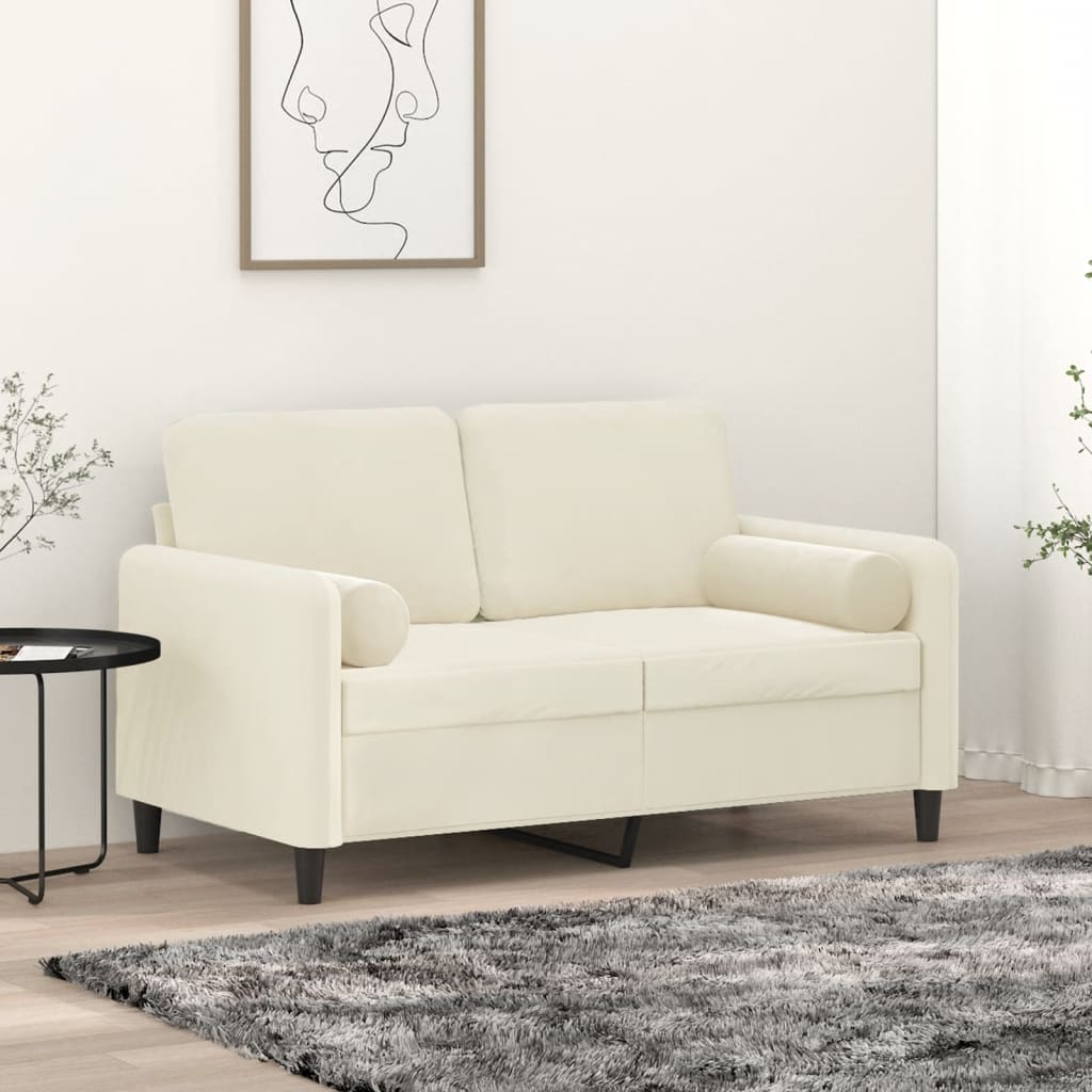 Canapea cu 2 locuri cu pernuțe, crem, 120 cm, catifea GartenMobel Dekor