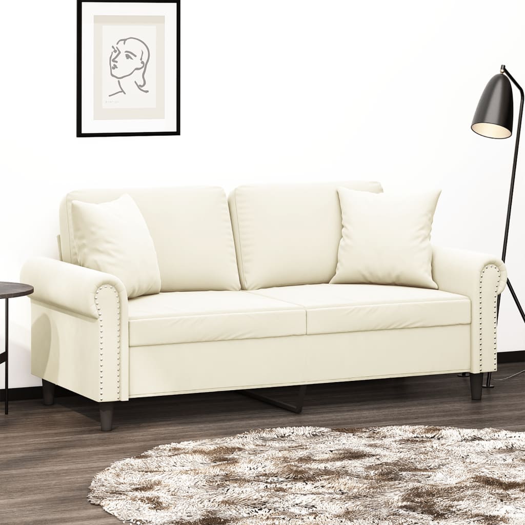 Canapea cu 2 locuri cu pernuțe, crem, 140 cm, catifea GartenMobel Dekor