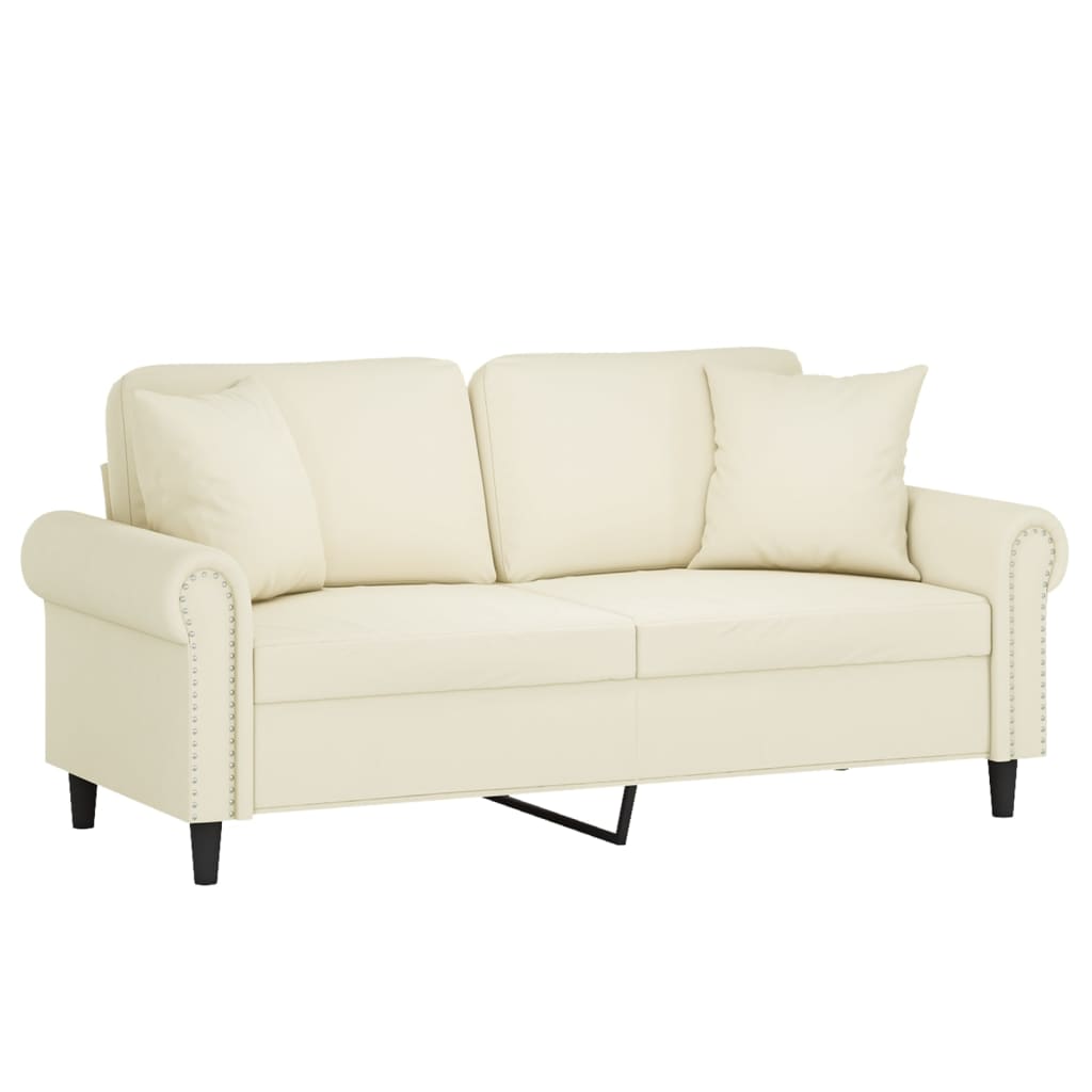 Canapea cu 2 locuri cu pernuțe, crem, 140 cm, catifea GartenMobel Dekor