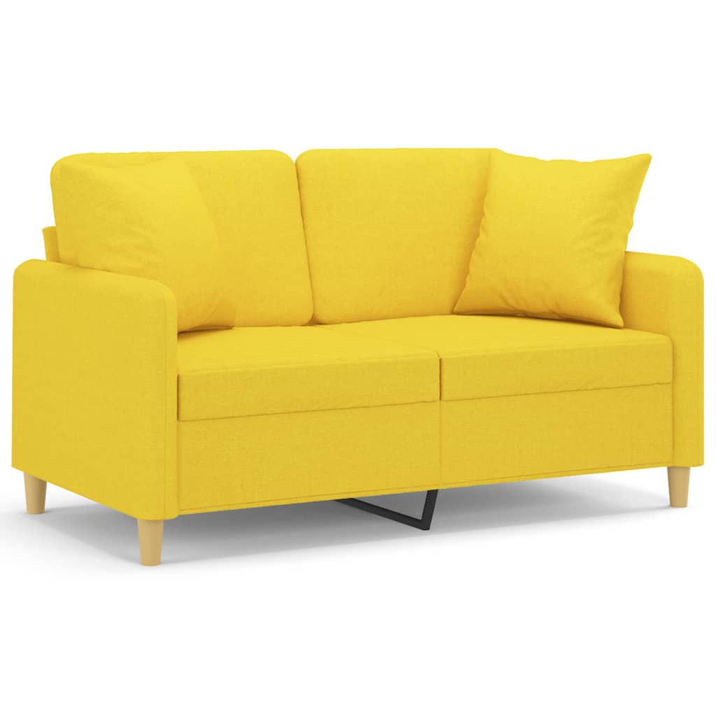 Canapea cu 2 locuri cu pernuțe, galben deschis, 120 cm, textil GartenMobel Dekor