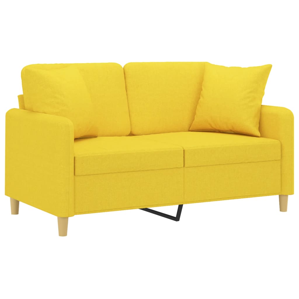 Canapea cu 2 locuri cu pernuțe, galben deschis, 120 cm, textil GartenMobel Dekor