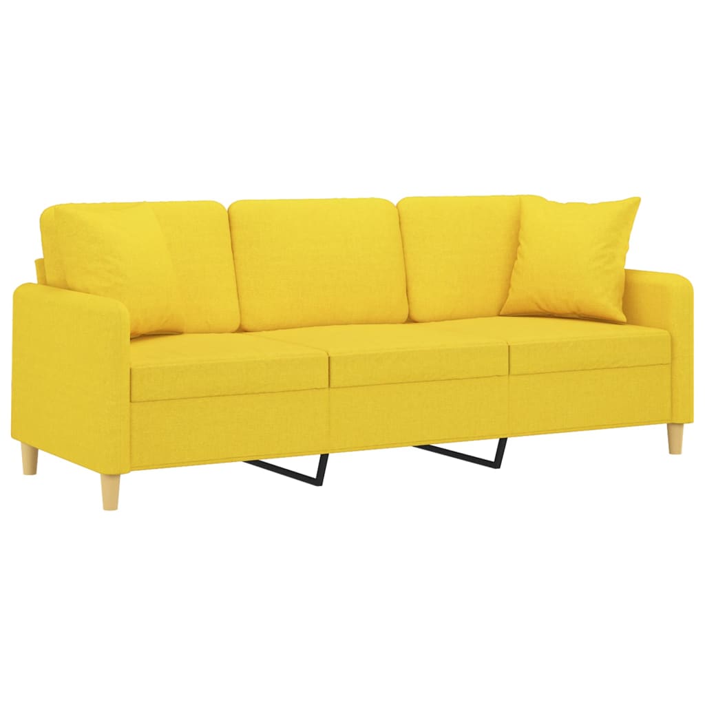 Canapea cu 3 locuri cu pernuțe, galben deschis, 180 cm, textil GartenMobel Dekor
