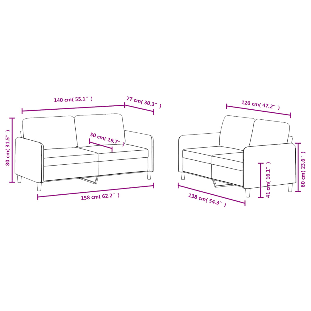 Set canapea 2 piese, albastru, catifea GartenMobel Dekor