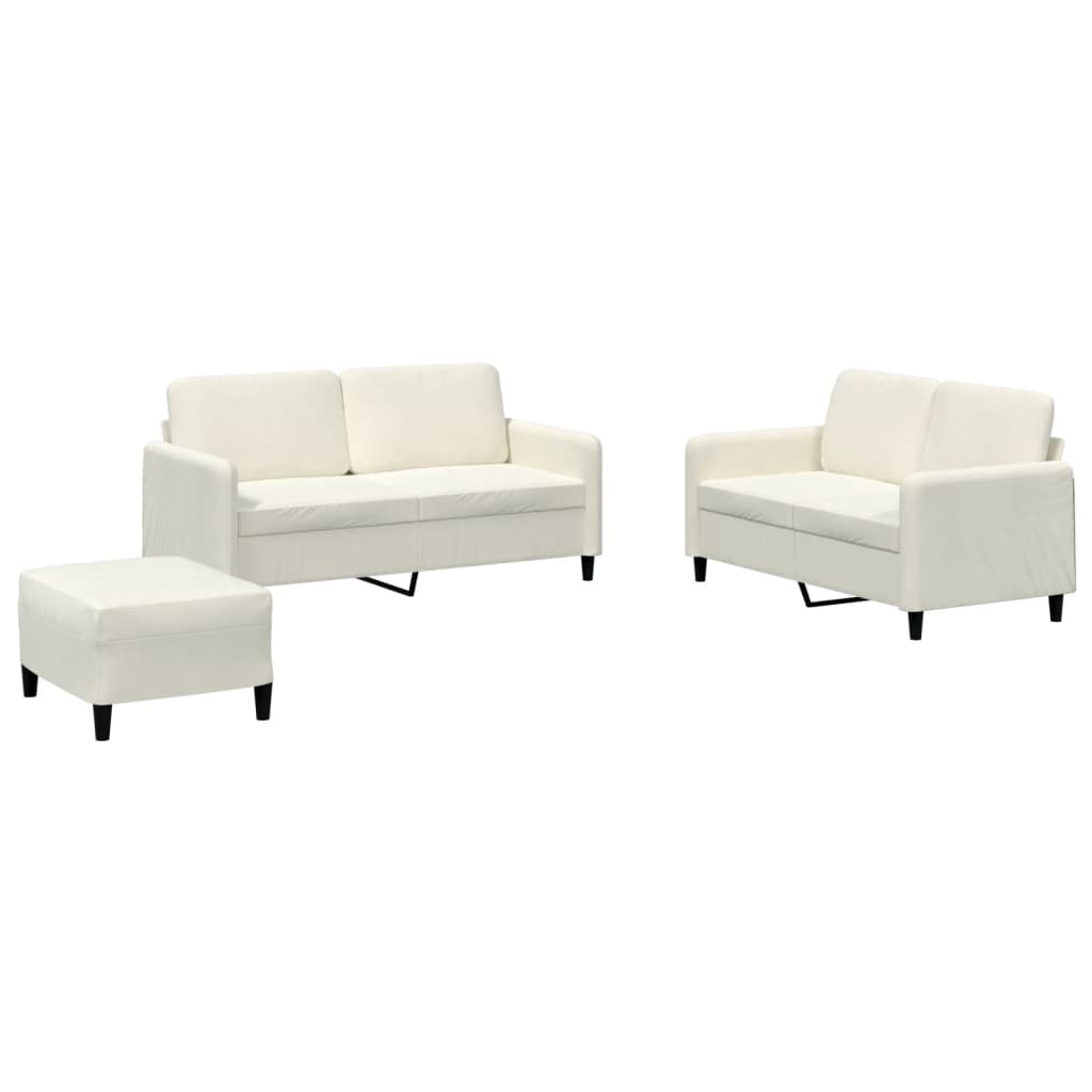 Set de canapele, 3 piese, crem, catifea GartenMobel Dekor