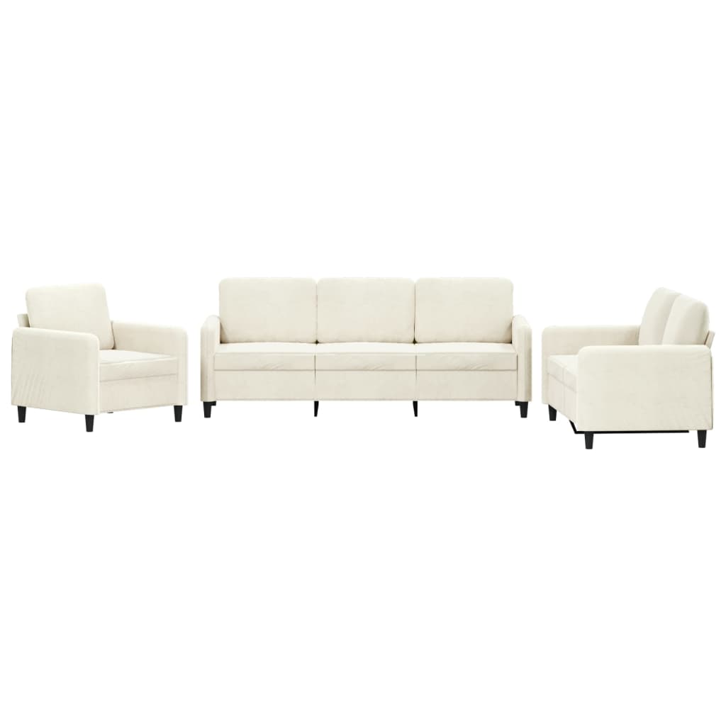 Set de canapele, 3 piese, crem, catifea GartenMobel Dekor