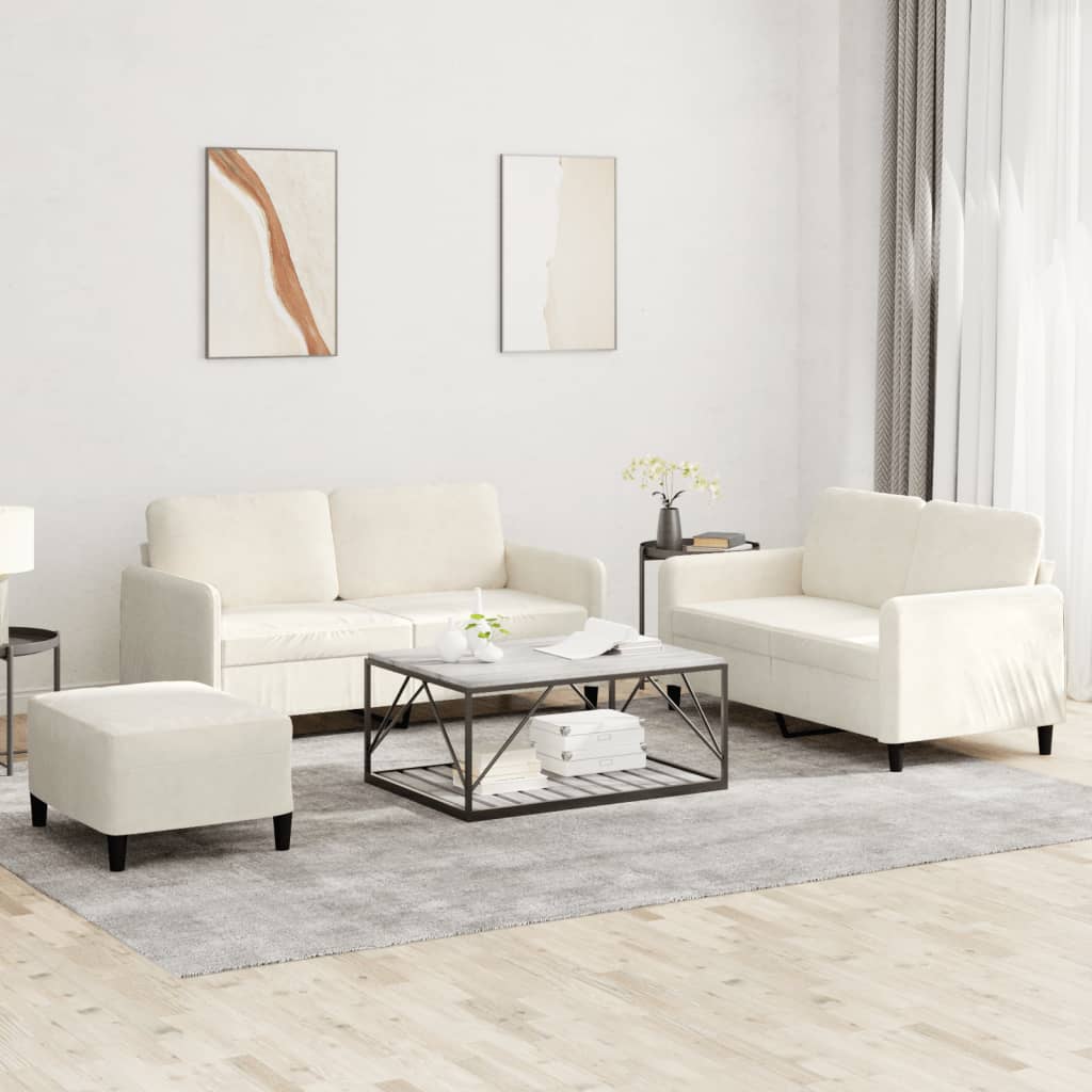 Set de canapele, 3 piese, crem, catifea GartenMobel Dekor