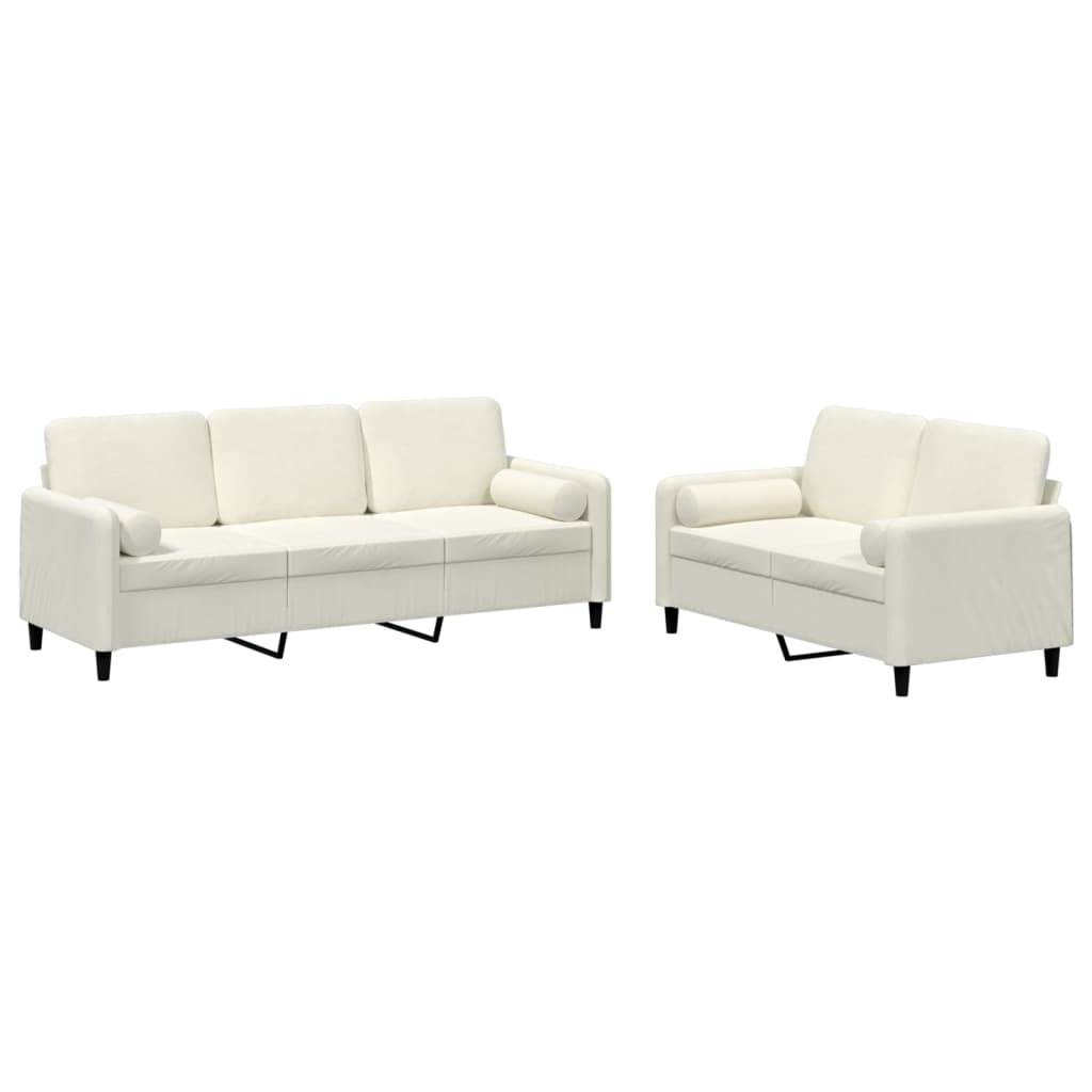 Set de canapele cu perne, 2 piese, crem, catifea GartenMobel Dekor
