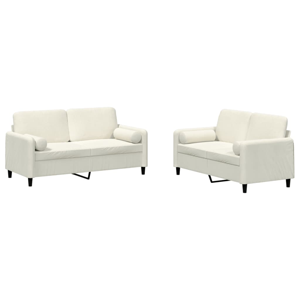 Set de canapele cu perne, 2 piese, crem, catifea GartenMobel Dekor