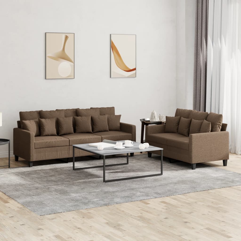 Set de canapele cu perne, 2 piese, maro, textil GartenMobel Dekor