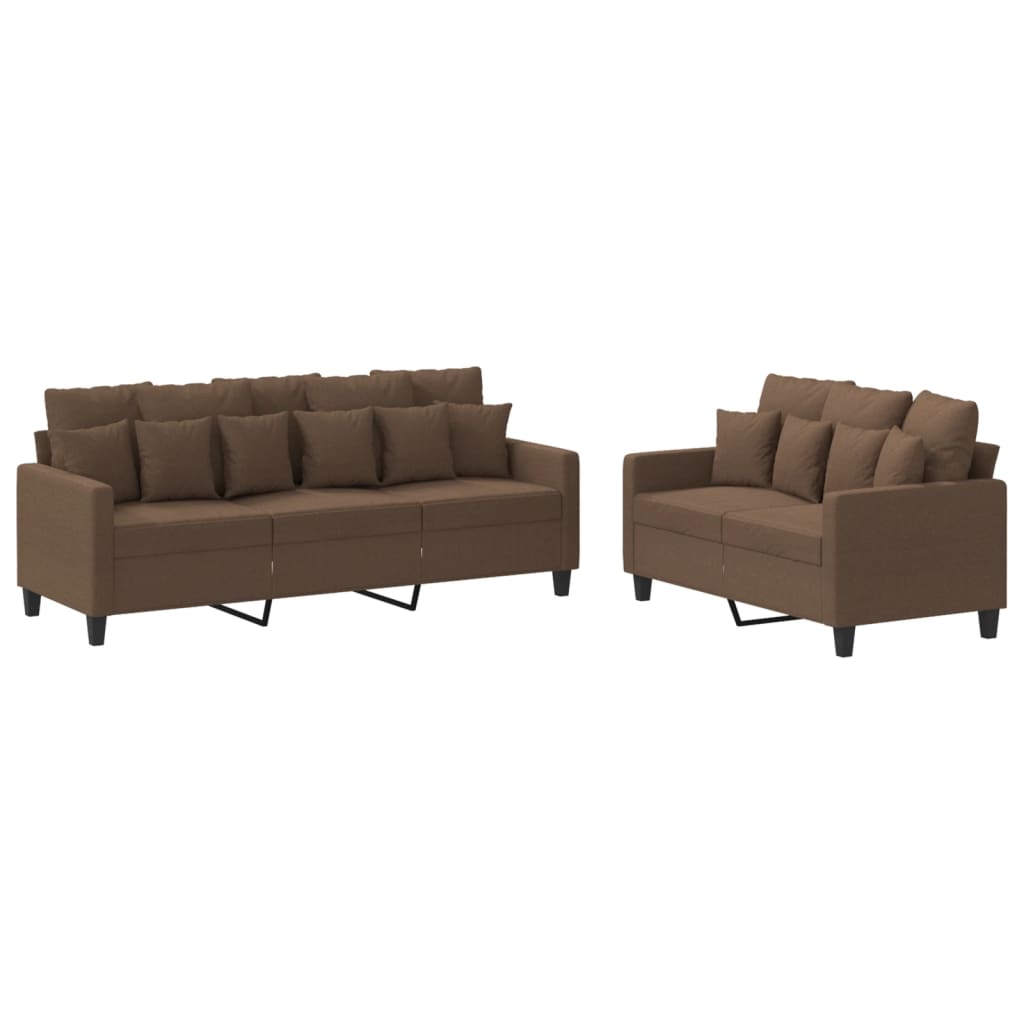Set de canapele cu perne, 2 piese, maro, textil GartenMobel Dekor