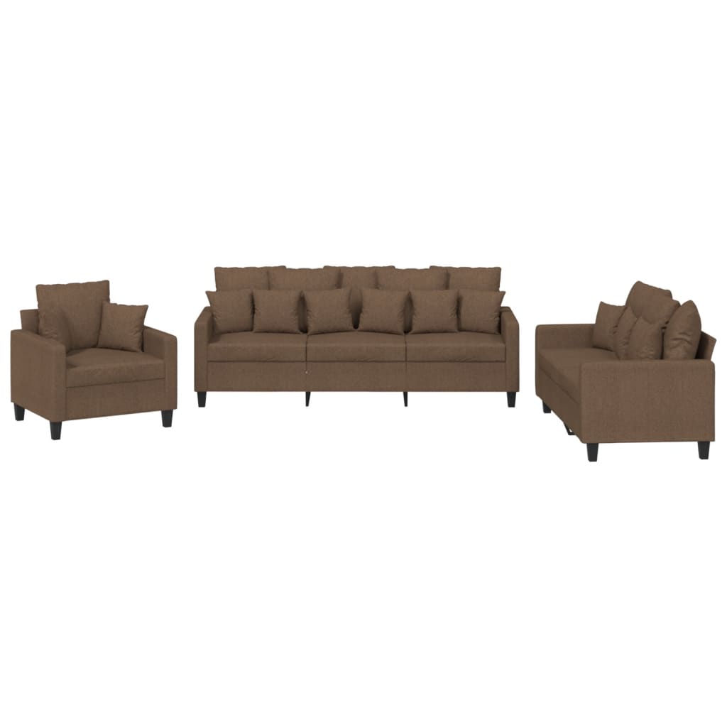 Set de canapele cu perne, 3 piese, maro, textil GartenMobel Dekor