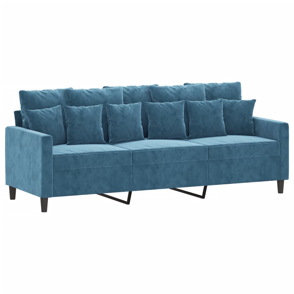 Set de canapele cu perne, 4 piese, albastru, catifea GartenMobel Dekor