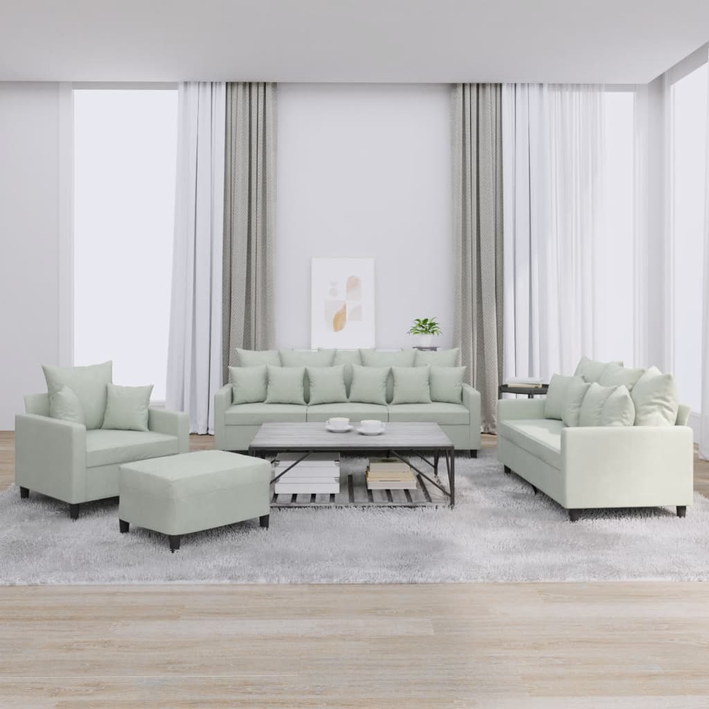 Set de canapele cu perne, 4 piese, gri deschis, catifea GartenMobel Dekor