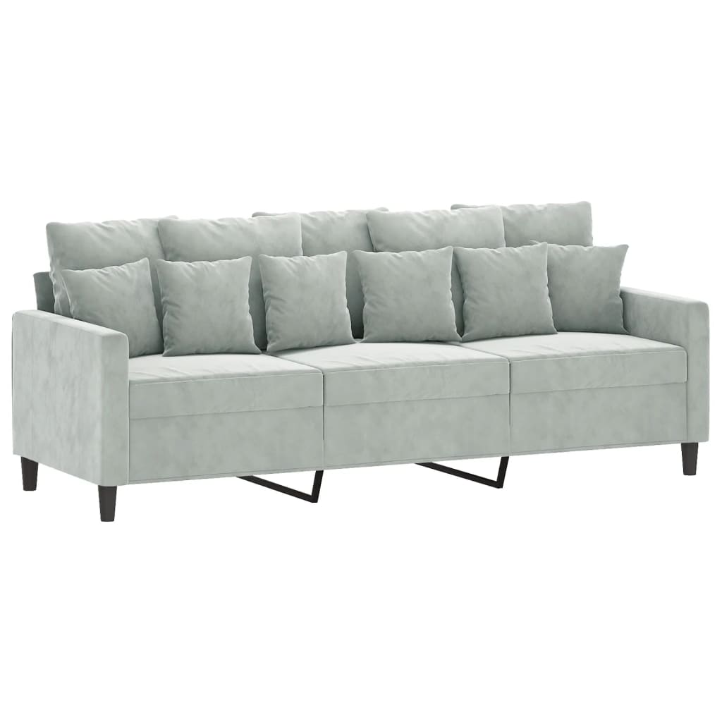 Set de canapele cu perne, 4 piese, gri deschis, catifea GartenMobel Dekor