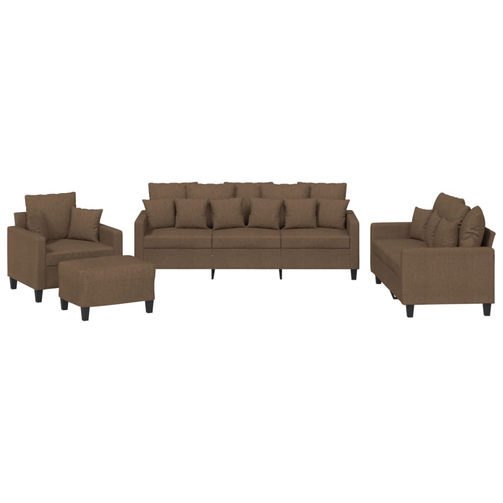 Set de canapele cu perne, 4 piese, maro, textil GartenMobel Dekor