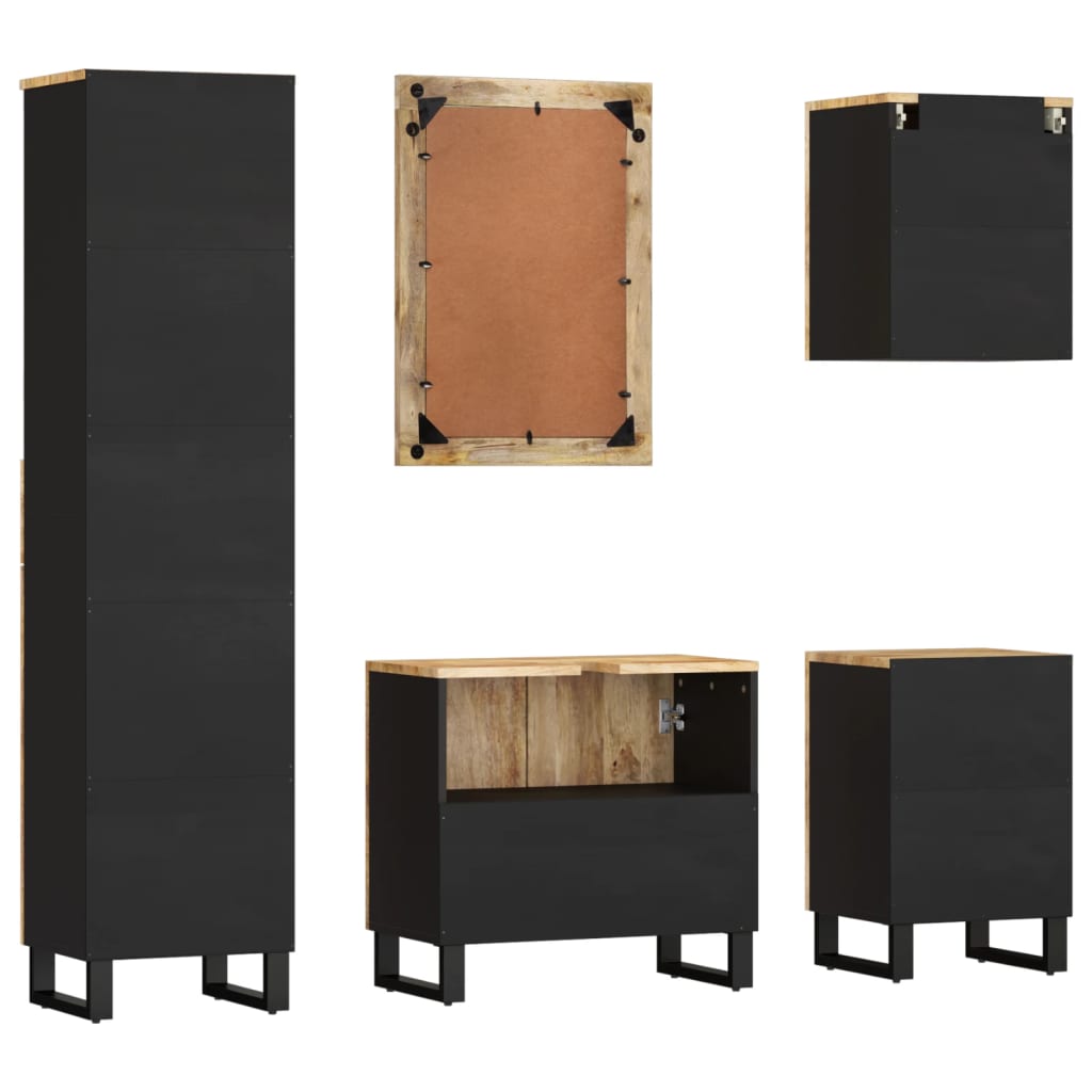 Set mobilier de baie, 5 piese, lemn masiv de mango GartenMobel Dekor
