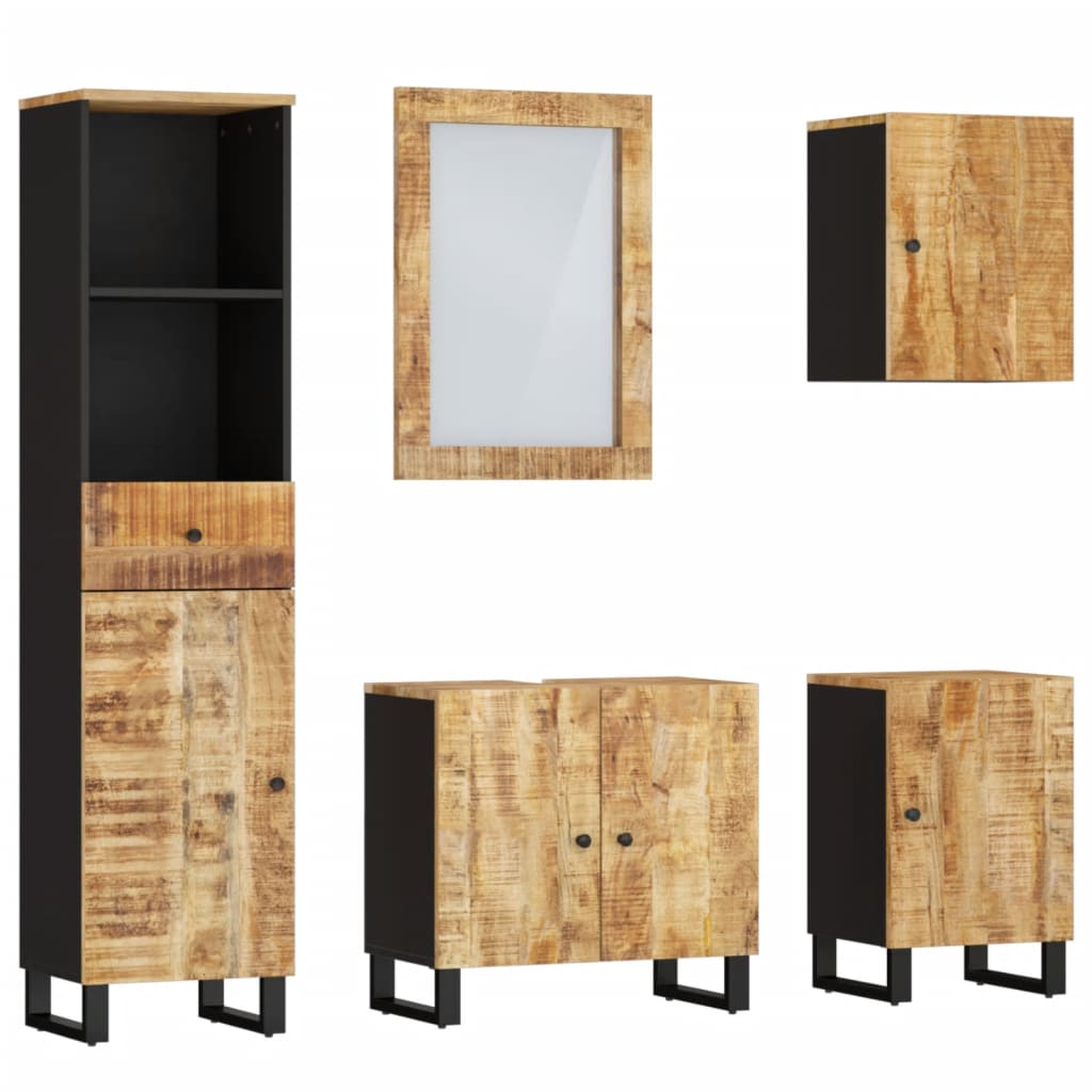 Set mobilier de baie, 5 piese, lemn masiv de mango GartenMobel Dekor