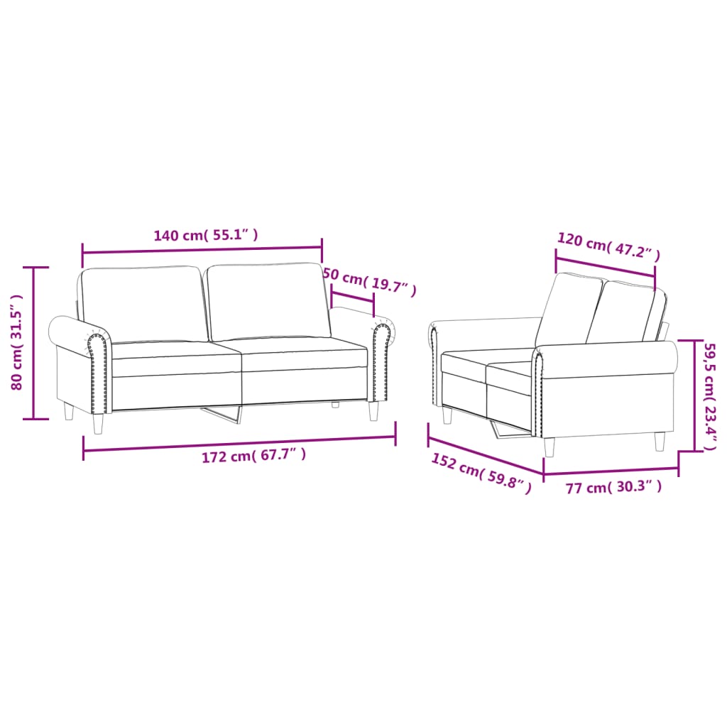 Set de canapele cu perne, 2 piese, albastru, catifea GartenMobel Dekor