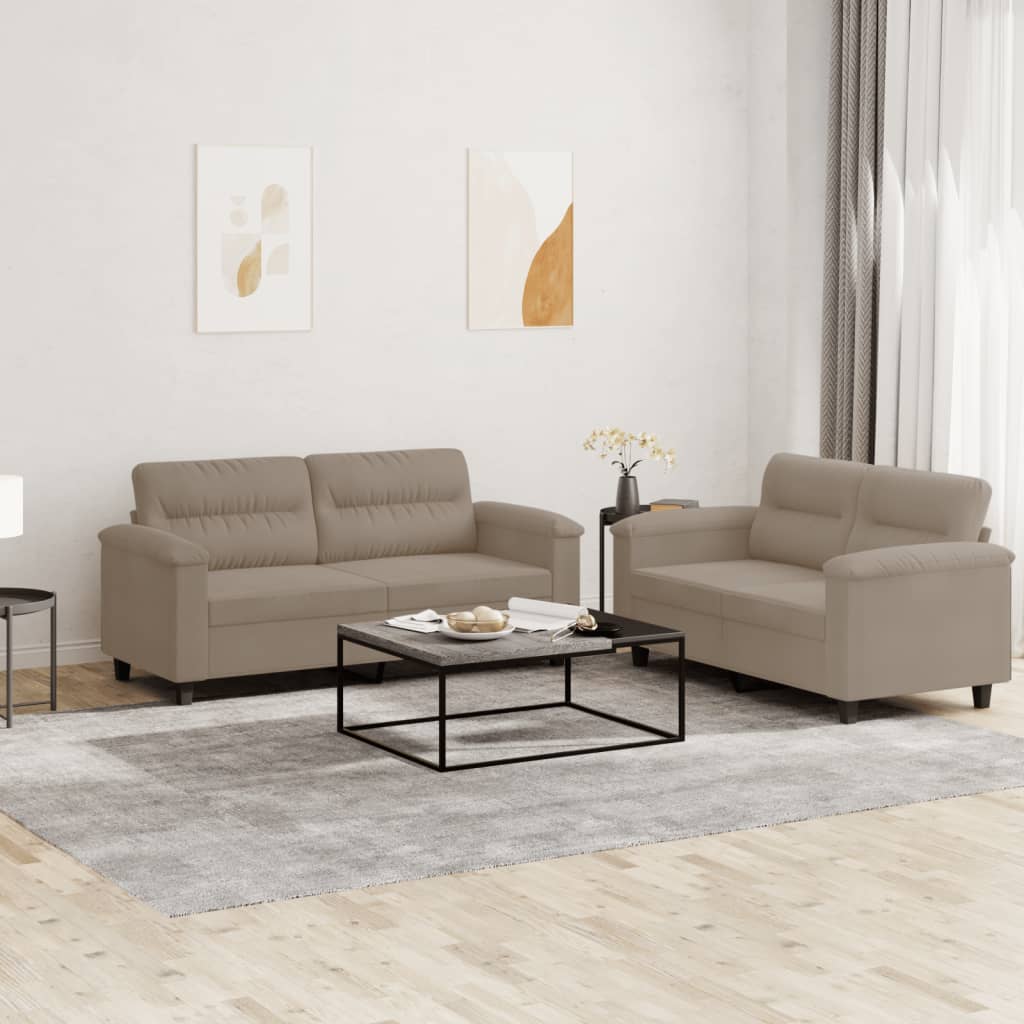 Set de canapele cu perne, 2 piese, gri taupe, microfibră GartenMobel Dekor